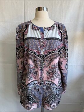 Talbots Paisley Tunic Top - Pink & Blue